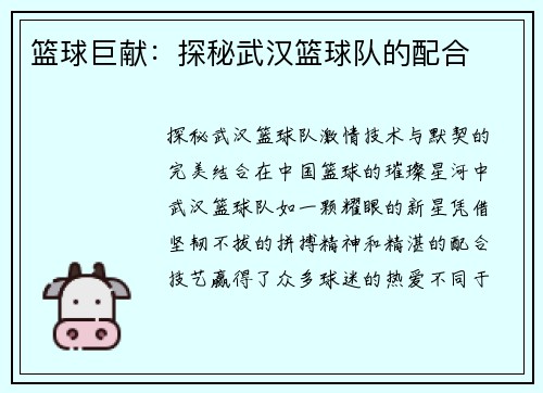 篮球巨献：探秘武汉篮球队的配合