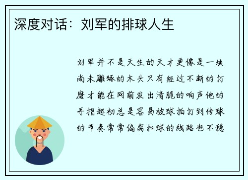 深度对话：刘军的排球人生